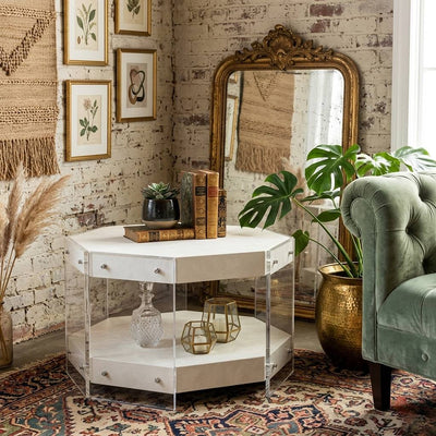 Acel acrylic coffee table by Zentique featuring a clear, modern design with sleek acrylic surfaces and minimalist style.