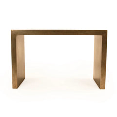 Elegant Aristide console table by Zentique featuring a wooden top and ornate metal base, ideal for living or entryway decor.