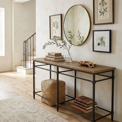 Aveline console table by Zentique featuring a wooden top and elegant carved legs, ideal for entryways or living room decor.