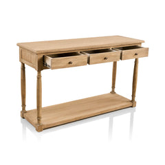 Zentique Bruno console light table with a sleek wooden top and elegant metal legs, ideal for entryways and living spaces.