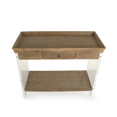 Acrylic console table with sleek, modern design featuring clear acrylic material and minimalist style by Zentique.