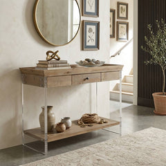Charmain acrylic console table by Zentique with sleek transparent design and modern style, perfect for contemporary interior decor.