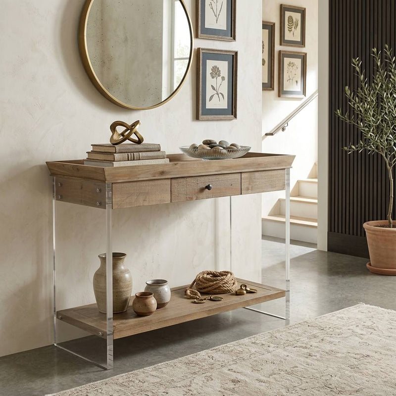 Charmain acrylic console table by Zentique with sleek transparent design and modern style, perfect for contemporary interior decor.