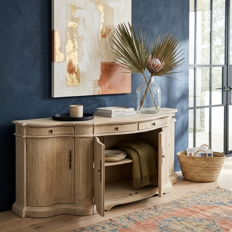 Elegant Courbe Buffet table by Zentique featuring a curved wooden design and classic finish, perfect for dining or living spaces.