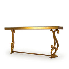 Emeline console table by Zentique featuring a sleek design with a smooth surface and elegant wooden legs.