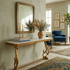 Emeline console table by Zentique featuring a sleek wooden design with elegant legs, perfect for stylish entryways or living rooms.
