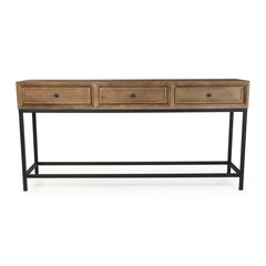Finneas Console Table by Zentique featuring a sleek wooden surface and sturdy metal legs, ideal for entryways or living rooms.