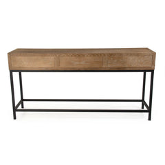 Finneas console table by Zentique featuring a sleek wooden top and elegant metal legs, ideal for modern living spaces.