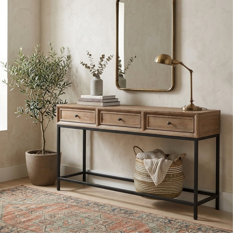 Finneas console table by Zentique featuring a sleek wooden surface and modern design, perfect for stylish home decor.