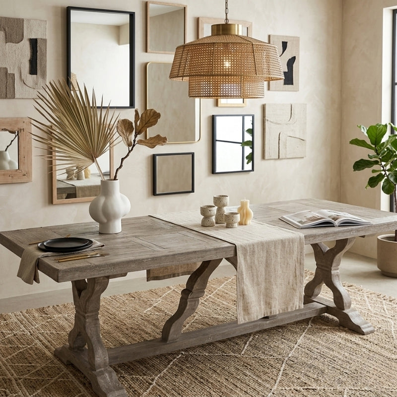 Large Gracie dining table by Zentique with wooden surface and elegant design, perfect for modern dining rooms.