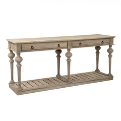 Zentique Peyton Console table with a sleek wooden surface and elegant curved legs, ideal for entryways or living rooms.