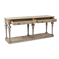 Elegant Peyton console table by Zentique featuring a wooden surface and sleek design, ideal for entryways or living rooms.