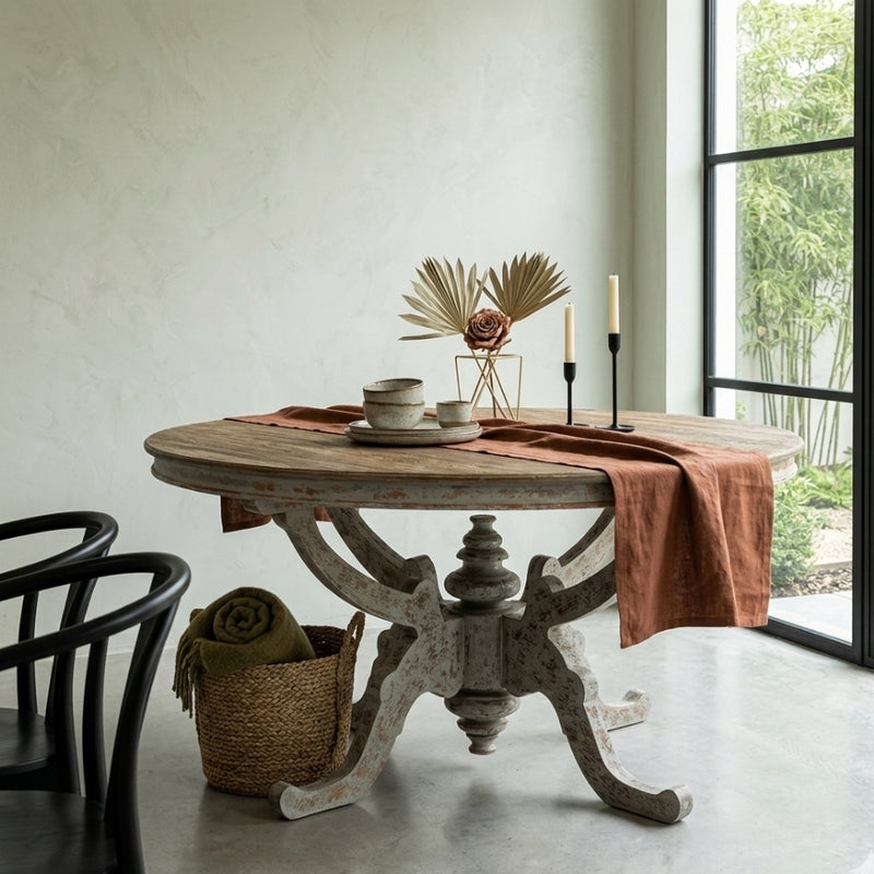 Provence wooden dining table by Zentique featuring a rustic design with a smooth tabletop and sturdy legs for elegant dining spaces.