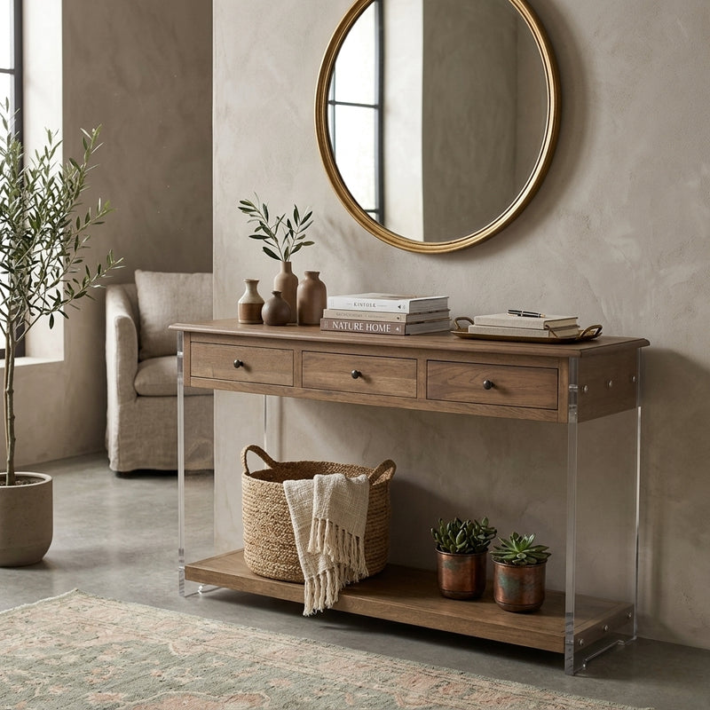 Elegant Zentique Talon Console table with luxurious oak wood finish, ideal for modern and stylish indoor spaces.