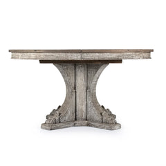 Extendable carved pine wood dining table by Zentique, featuring elegant design and sturdy construction for sophisticated dining rooms.