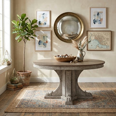 Extendable carved pine wood dining table by Zentique with elegant design, perfect for sophisticated dining rooms.