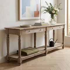 The Hague Console table by Zentique shown with a sleek wooden surface and elegant design, ideal for entryways or living spaces.