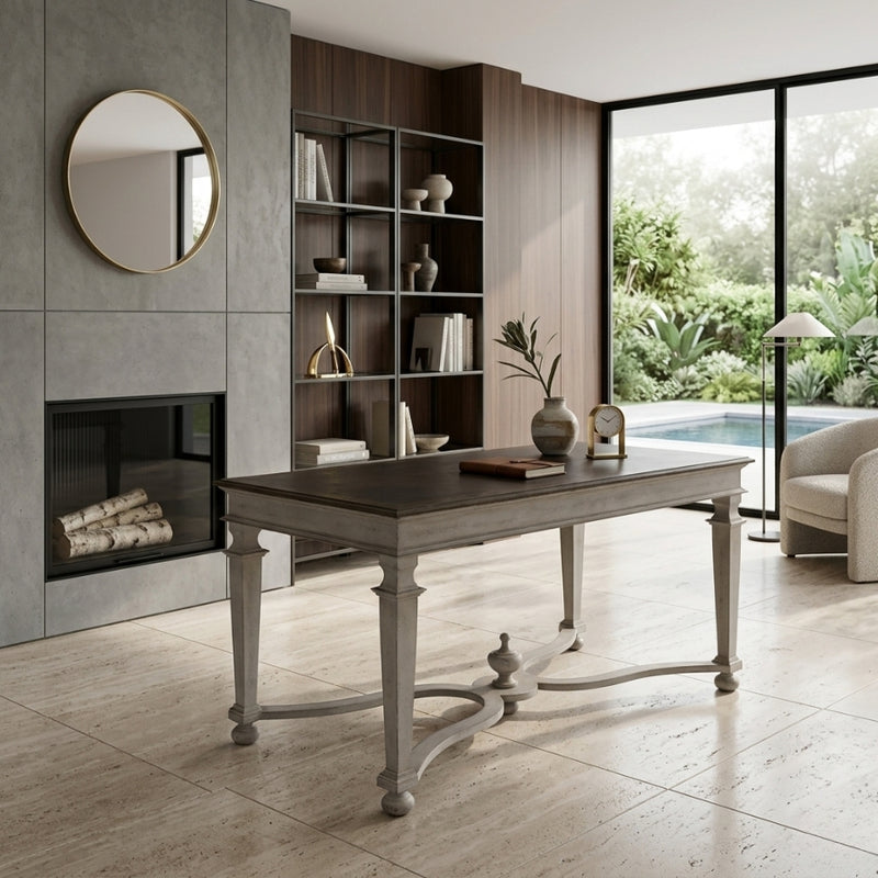 Elegant Tiffany luxury birch dining table by Zentique, showcasing a polished wood surface and sleek design for upscale dining rooms.