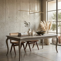 Luxury carved oak dining table by Zentique, featuring intricate details, perfect for an elegant dining room setting.