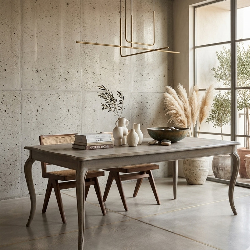 Luxury carved oak dining table by Zentique, featuring intricate details, perfect for an elegant dining room setting.
