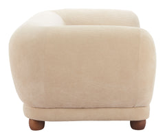 Taupe Zuo Modern Boet loveseat with plush cushions and sleek modern design, perfect for contemporary living rooms.