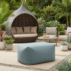 Zuo Modern Martinique Beach outdoor daybed in brown and beige with plush cushions, ideal for garden lounge or patio relaxation.