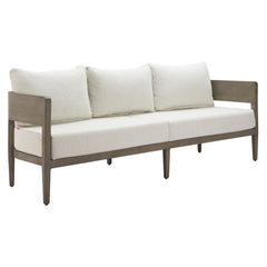 Beige Zuo Modern outdoor sofa from the Foret collection with cushioned seating and sleek design for patio or garden.