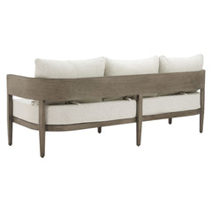 Beige Zuo Modern Foret outdoor sofa with cushion seating and sleek design, perfect for garden or patio lounging.