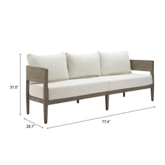 Beige Zuo Modern outdoor Foret sofa with plush cushions, stylish design, perfect for patio or garden lounging.