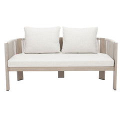 Beige Zuo Modern Rebel outdoor sofa with plush cushions and modern design, perfect for patio or garden lounging.