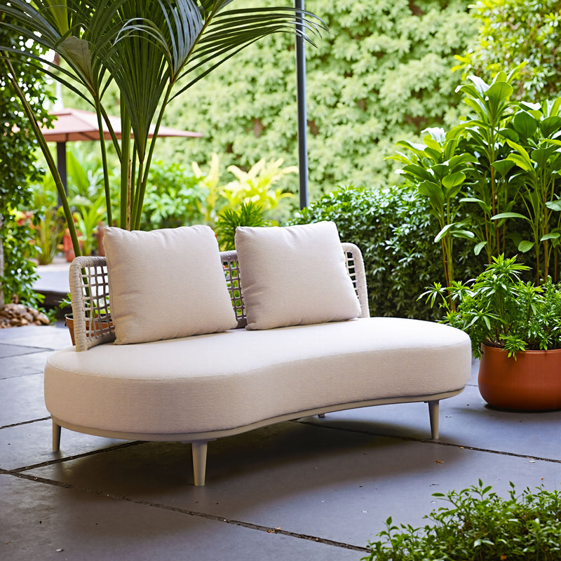 Beige Zuo Modern outdoor Ruhe sofa with plush cushions and modern design, perfect for patio or garden lounging.