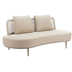 Beige outdoor Ruhe Sofa by Zuo Modern with cushioned seating and modern design, perfect for patio or garden lounging.
