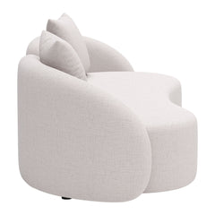 Beige Zuo Modern outdoor patio love seat designed for small spaces, with cushioned seating and a modern outdoor sofa style.