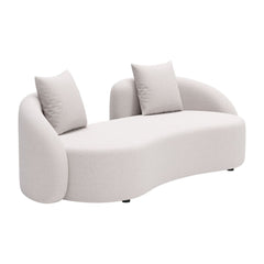 Beige Sunny Isles outdoor patio love seat by Zuo Modern, compact outdoor sofa perfect for small spaces with cushioned seating.
