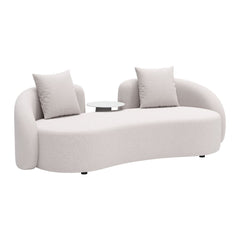 Beige Zuo Modern Sunny Isles outdoor patio love seat designed for small spaces, featuring comfortable cushions and stylish outdoor furniture.