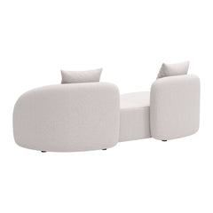 Beige outdoor love seat by Zuo Modern, Sunny Isles patio sofa designed for small spaces, with cushioned seating and modern style.