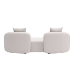 Beige Zuo Modern outdoor patio love seat for small spaces, stylish outdoor sofa with cushioned seating and modern design.