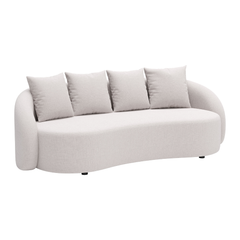 Beige outdoor patio sofa by Zuo Modern in a garden lounge setting, featuring modern design and comfortable seating for outdoor spaces.