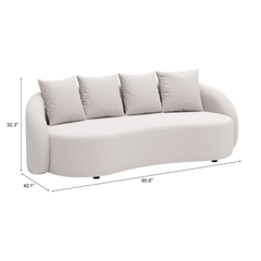 Beige outdoor patio sofa from Zuo Modern's Sunny Isles collection, designed for garden lounging and outdoor relaxation.