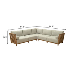 Gray Zuo Modern Teras Outdoor Patio Sectional Sofa set with cushioned seats for garden lounge relaxation.