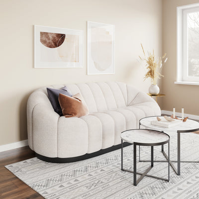 Cream Bhutan sofa by Zuo Modern featuring plush upholstery and modern design, perfect for contemporary living rooms.