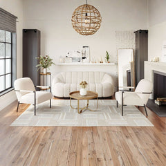 Cream Bhutan sofa by Zuo Modern featuring plush cushions and modern design for stylish living room decor.