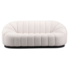 Cream Bhutan sofa by Zuo Modern featuring modern shearling style fabric, ideal for elegant indoor living room decor.