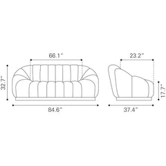 Cream Bhutan sofa by Zuo Modern featuring shearling-style fabric, modern indoor design for elegant living room decor.