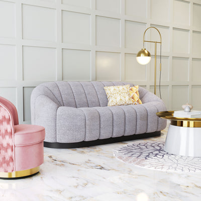 Light gray Bhutan sofa by Zuo Modern with plush cushions and sleek design, perfect for contemporary living rooms.