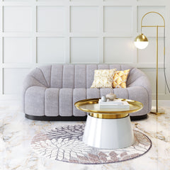 Light gray Bhutan sofa by Zuo Modern featuring a contemporary design and plush cushions for comfortable living room seating.