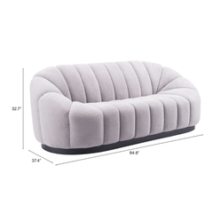 Light gray Bhutan sofa by Zuo Modern featuring plush cushions and sleek modern design in a contemporary living room setting.