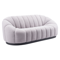 Light gray Bhutan sofa by Zuo Modern featuring modern shearling-style fabric, ideal for elegant indoor living rooms.