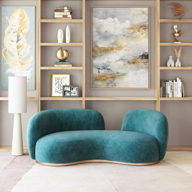 Teal Jamela sofa by Zuo Modern with plush cushions and sleek modern design, perfect for contemporary living rooms.
