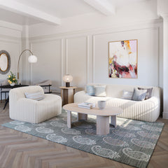 Cream Osterbro sofa by Zuo Modern with plush cushions and sleek design, perfect for modern living room decor.